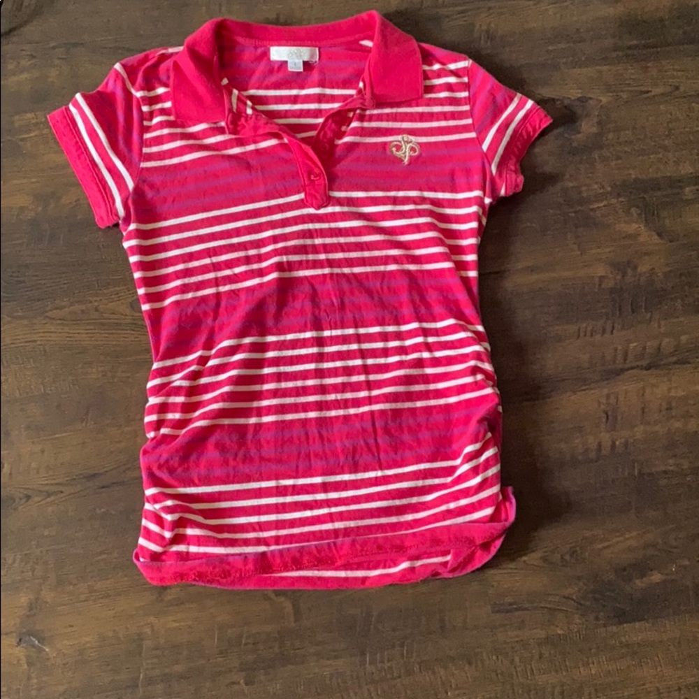 Pink stripped polo shirt
